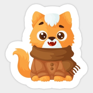 Little Cute Cat in a Warm Sweater and Scarf Sticker